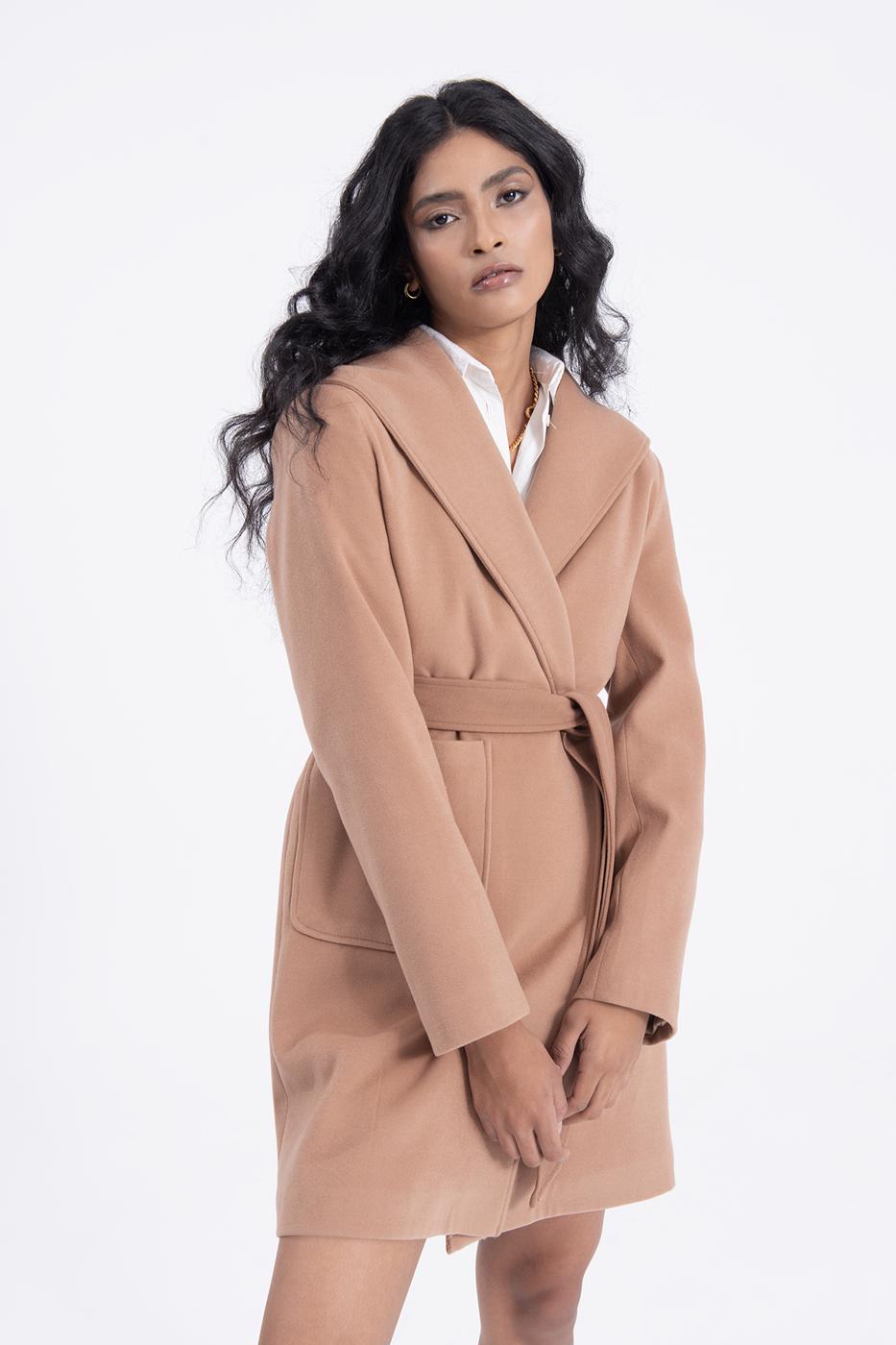 Bayan Kahverengi Kapüşonlu Kaban