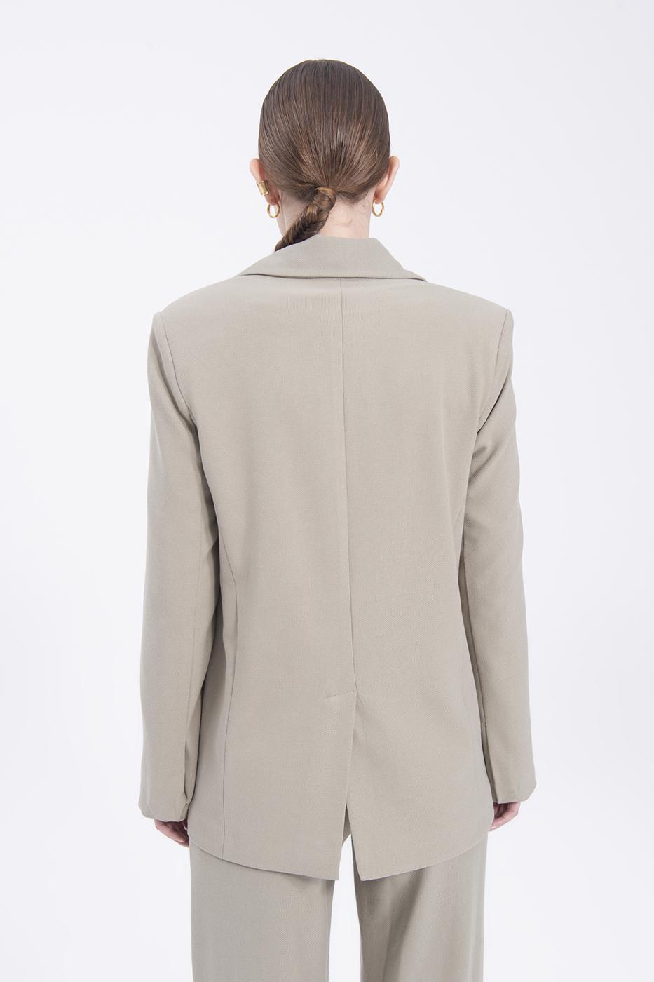 Bayan Yeşil Kruvaze Kapama Blazer Ceket