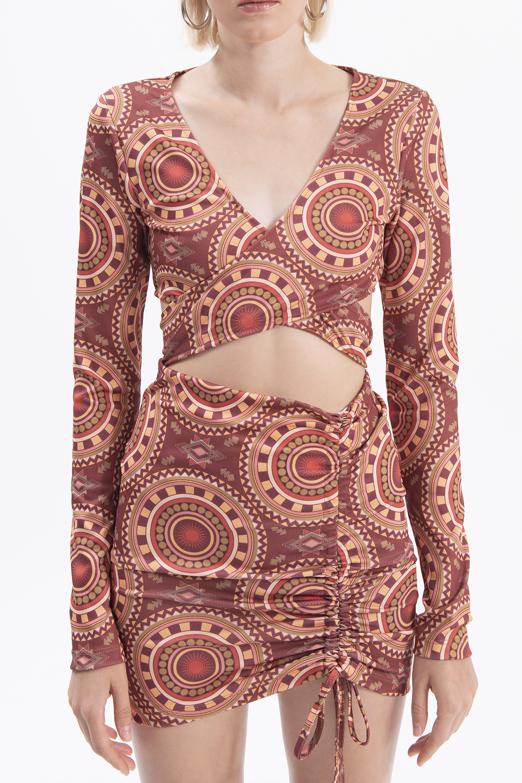 Bayan Bordo Bağlamalı Uzun Kollu Büstiyer - BSL