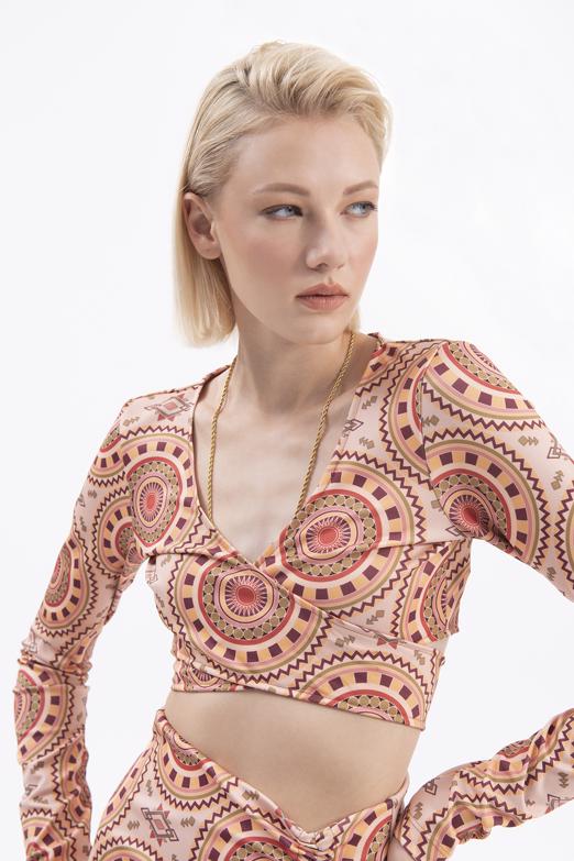 Bayan Pudra Bağlamalı Uzun Kollu Büstiyer - BSL