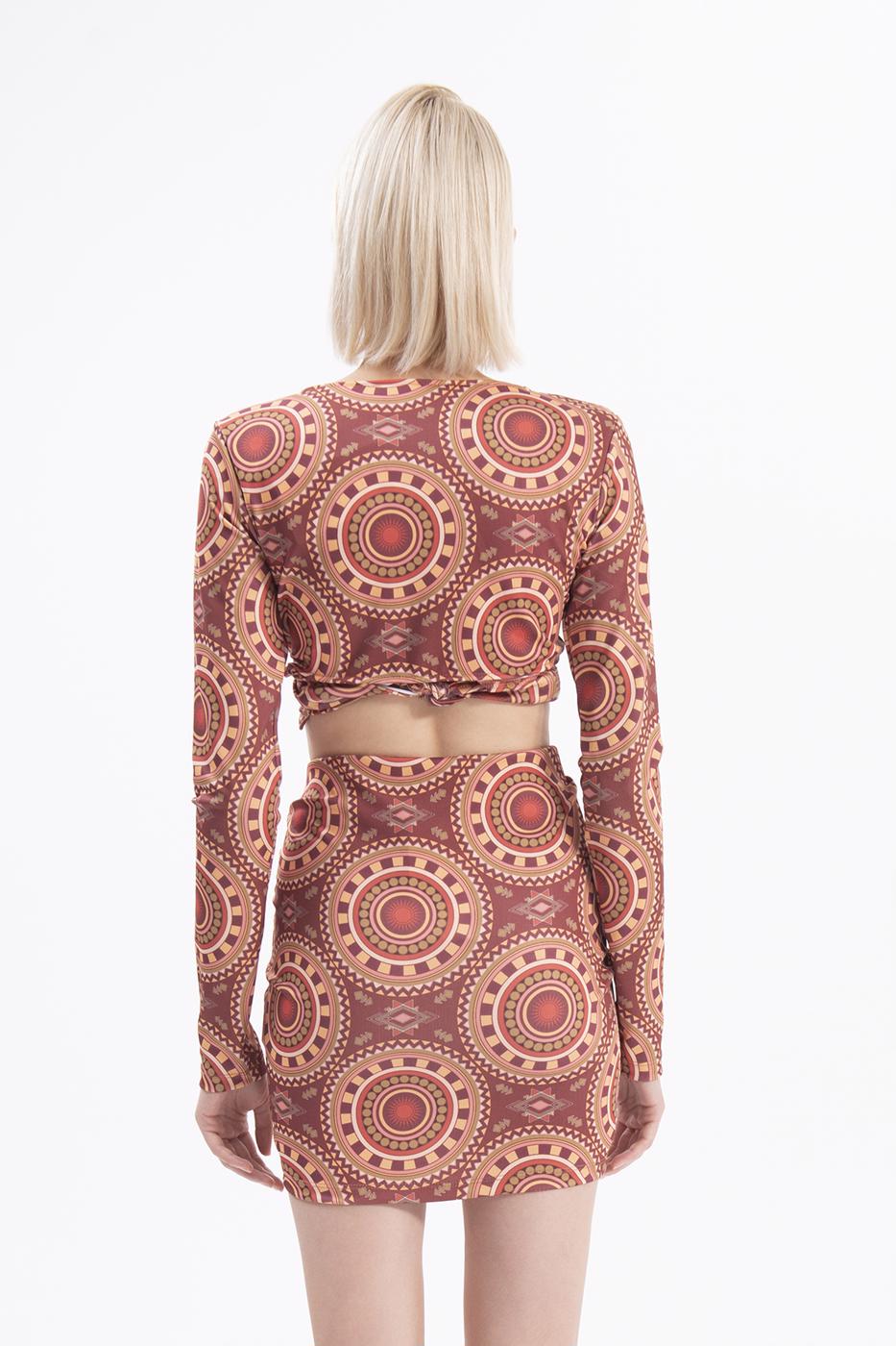 Bayan Bordo Büzme İpli Mini Etek