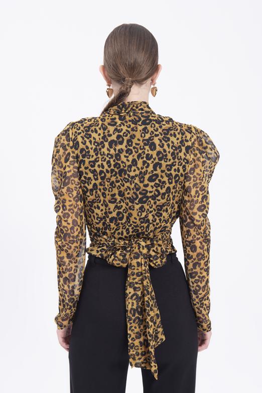 Bayan Sarı Derin V Yaka Detaylı Bluz - BSL