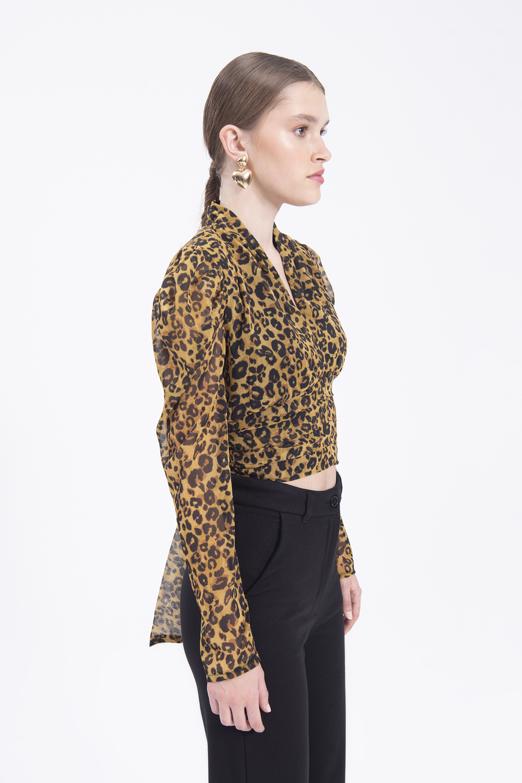 Bayan Sarı Derin V Yaka Detaylı Bluz - BSL