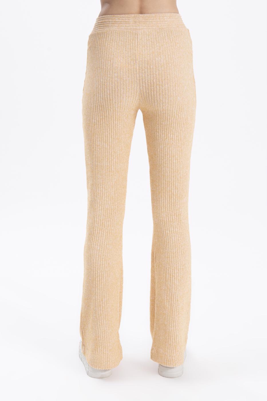 Bayan Sarı Fitilli Boru Paça Pantolon