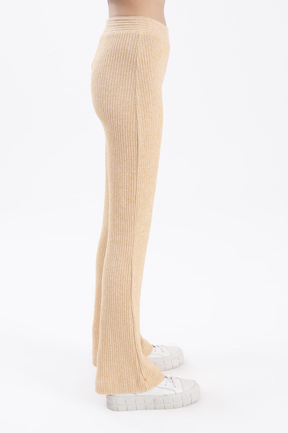 Bayan Sarı Fitilli Boru Paça Pantolon