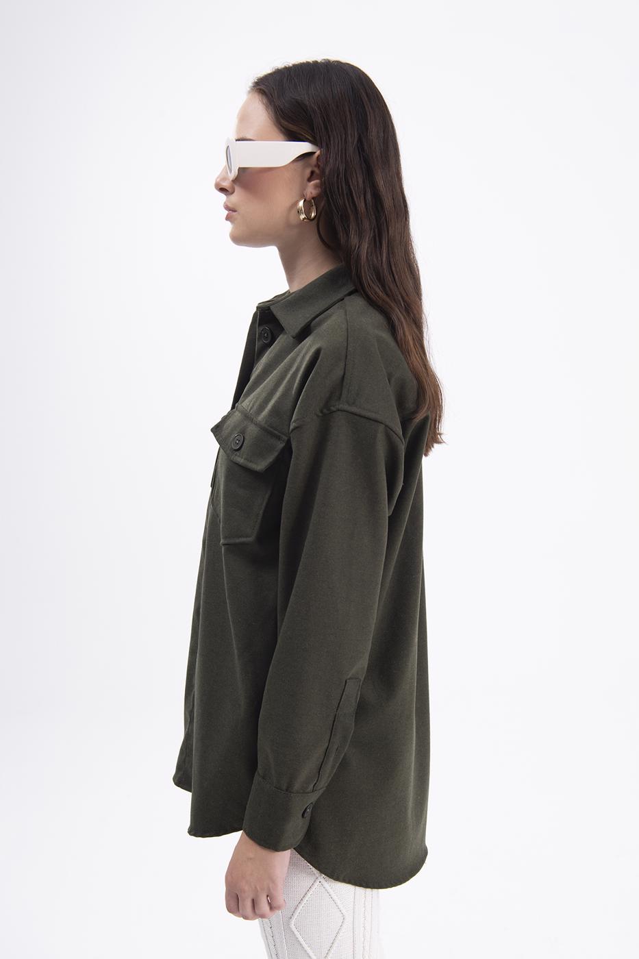 Bayan Haki Çift Cepli Gömlek Ceket