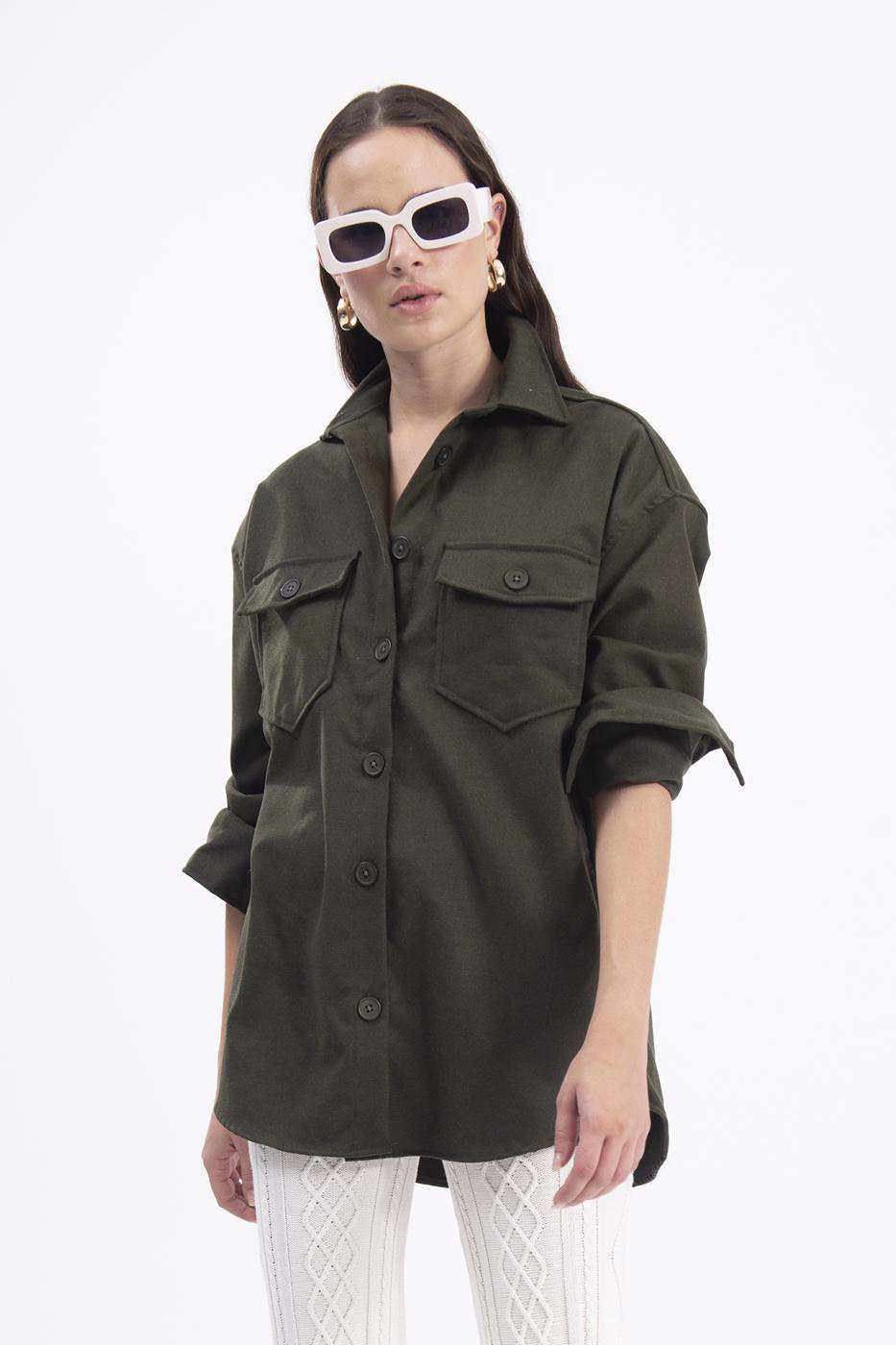 Bayan Haki Çift Cepli Gömlek Ceket