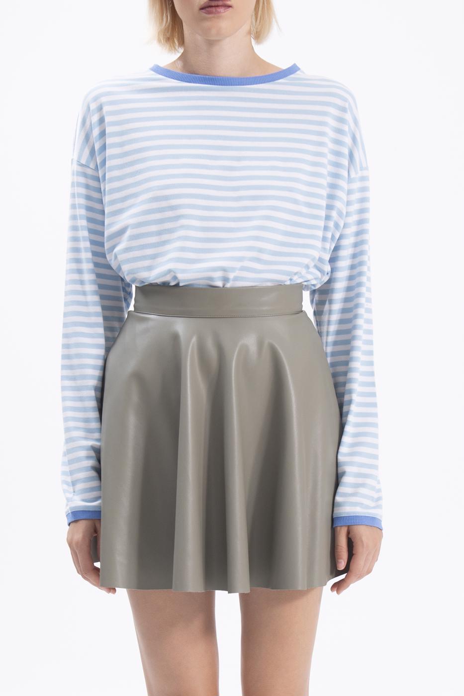 Bayan Yeşil Kloş Suni Deri Mini Etek