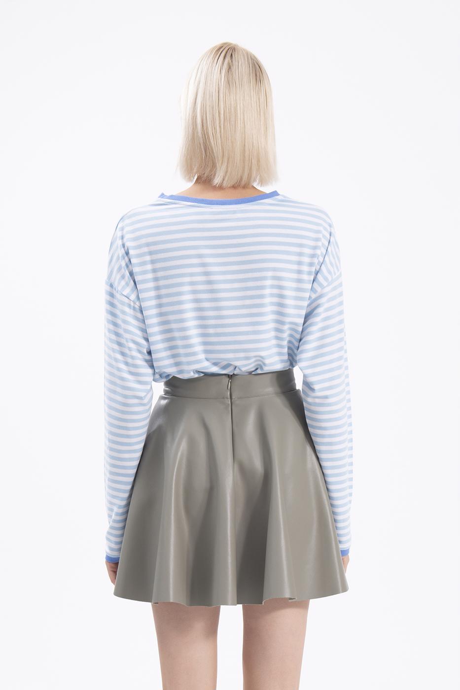 Bayan Yeşil Kloş Suni Deri Mini Etek