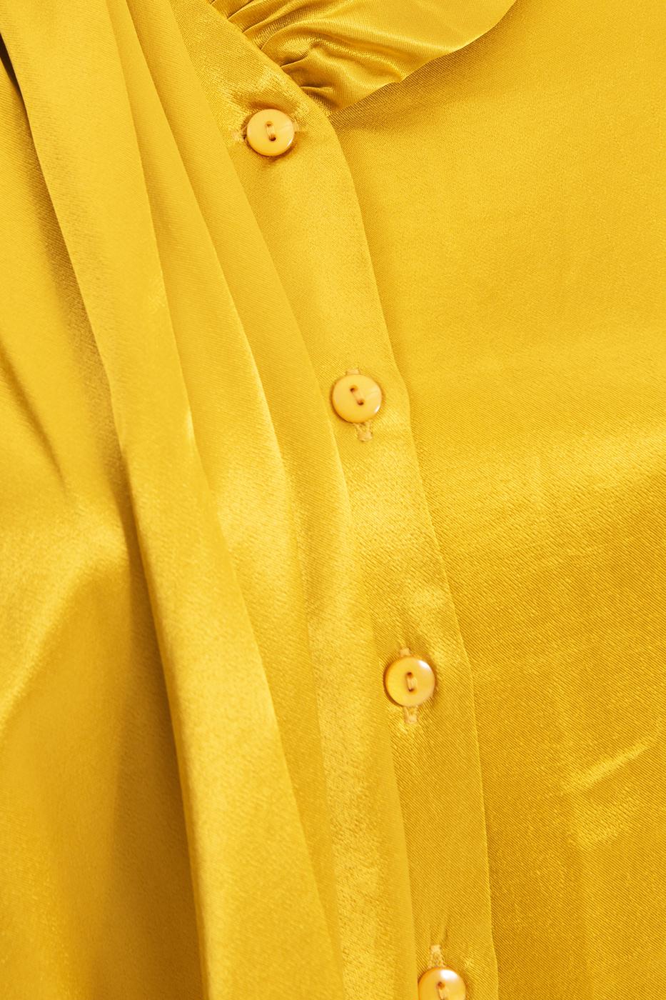Bayan Sarı Yaka Detaylı Saten Gömlek