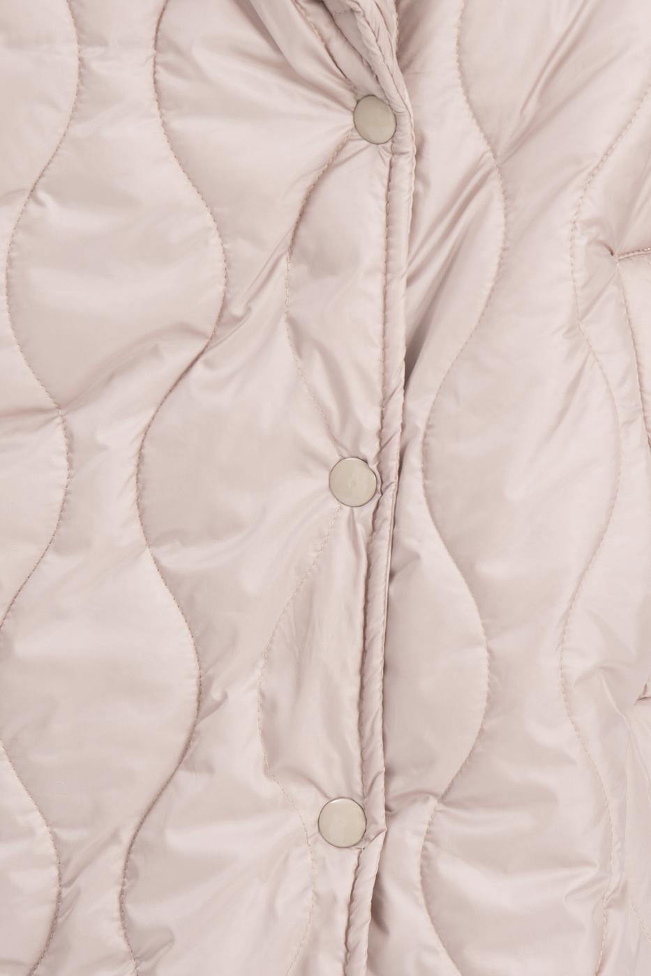 Bayan Bej Şal Yaka Kapitone Şişme Kaban