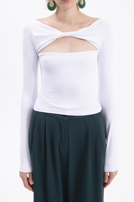 Bayan Beyaz Yaka Burgulu Top - BSL