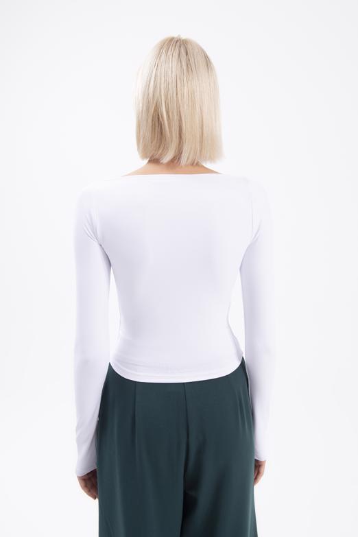 Bayan Beyaz Yaka Burgulu Top - BSL