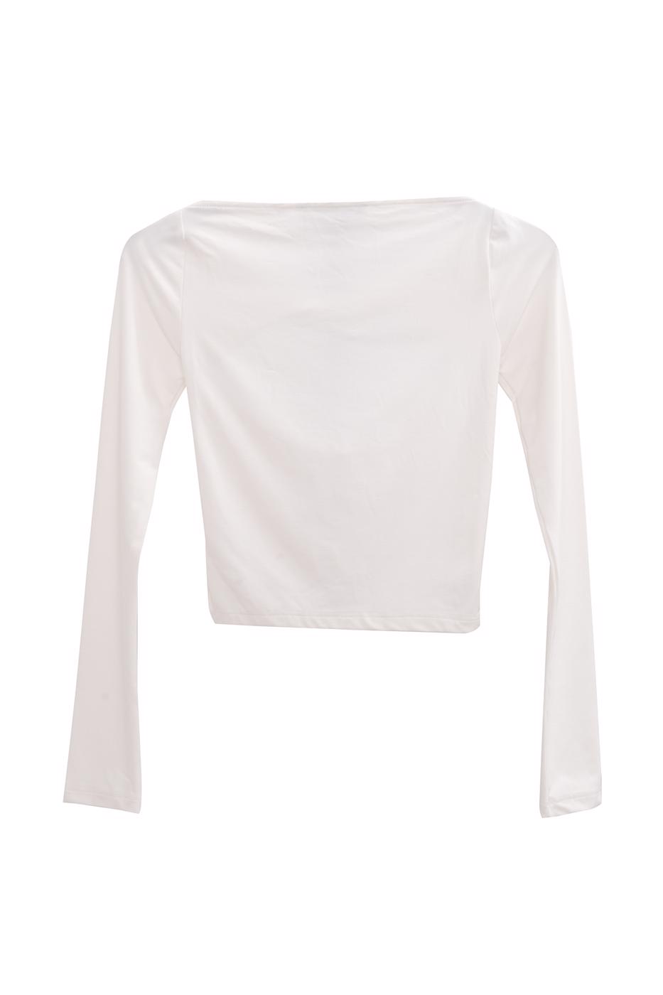 Bayan Ekru Yaka Burgulu Top