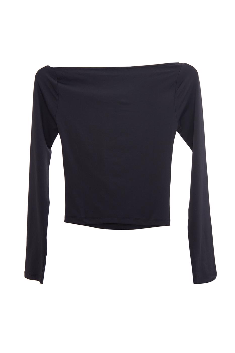 Bayan Siyah Yaka Burgulu Top