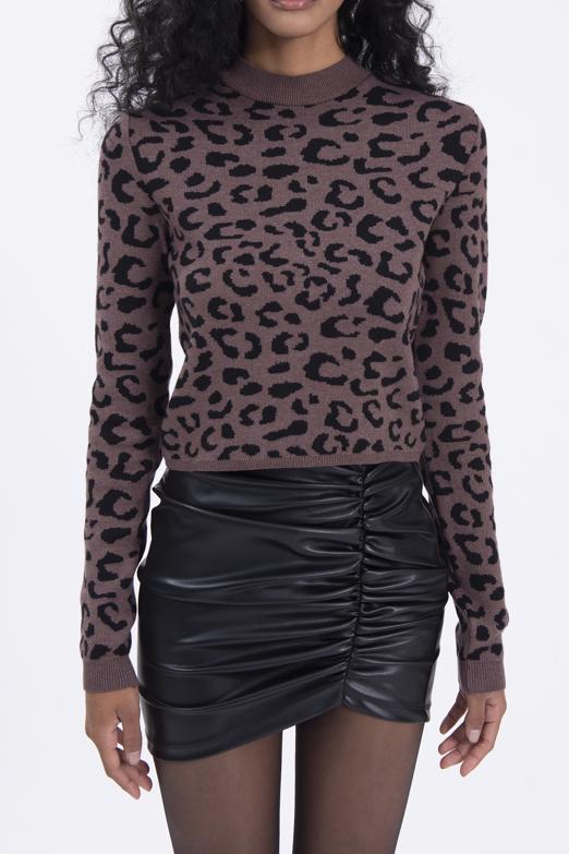 Bayan Kahverengi Desenli Triko Top - BSL