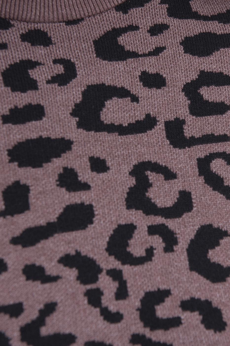 Bayan Kahverengi Desenli Triko Top