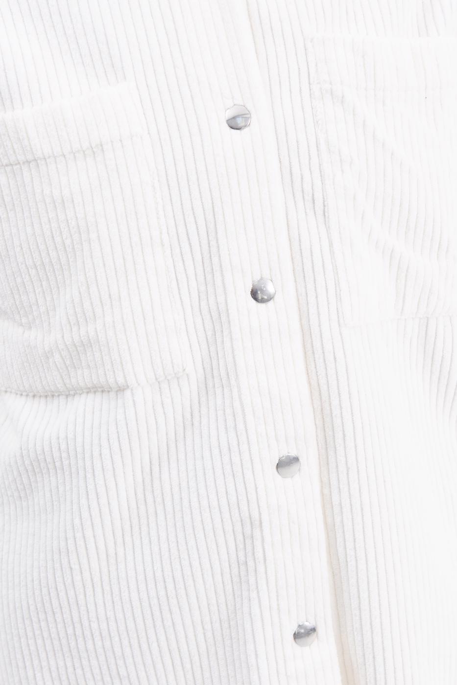 Bayan Ekru Fitilli Kadife Gömlek Ceket