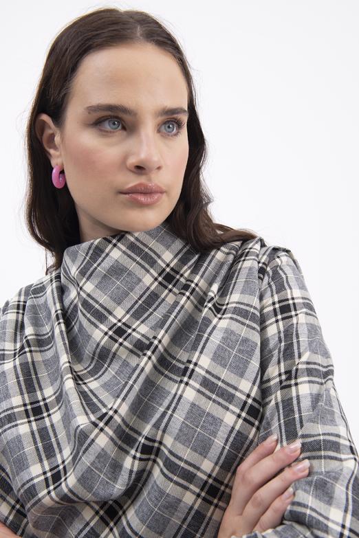 Bayan Gri Degaje Yakalı Bluz - BSL