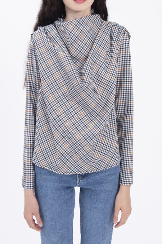 Bayan Gri Degaje Yakalı Bluz - BSL