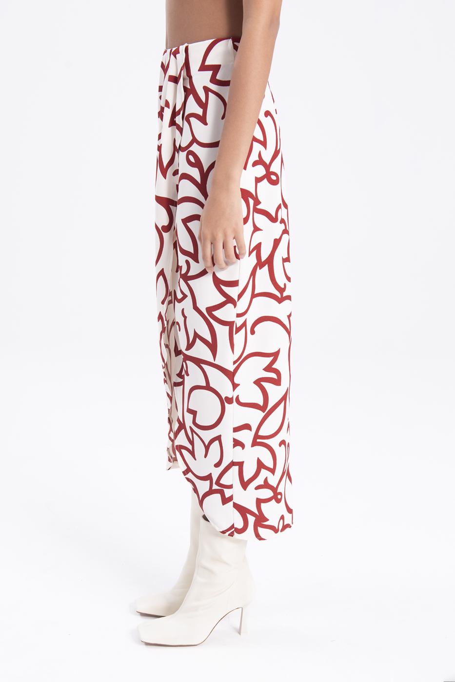 Bayan Ekru Derin Yırtmaç Detaylı Midi Etek