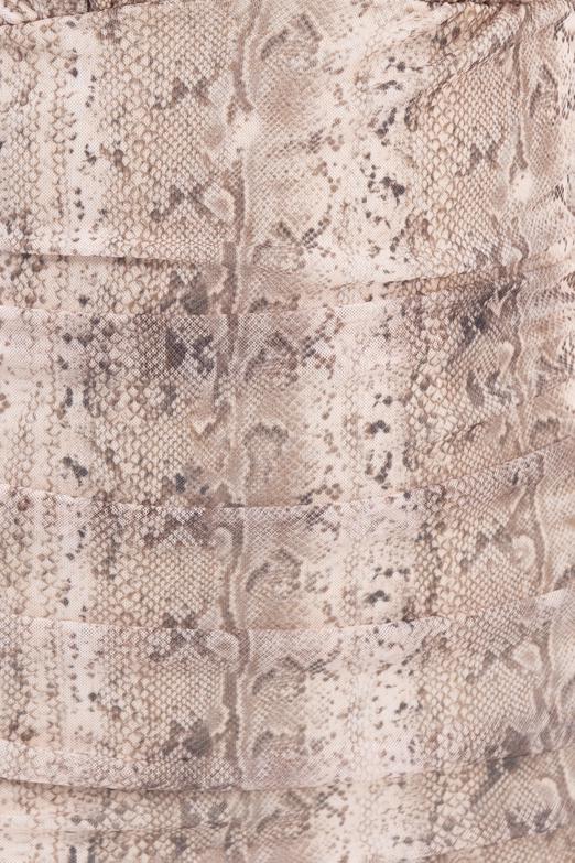 Bayan Bej Derin V Yaka Detaylı Mini Elbise - BSL