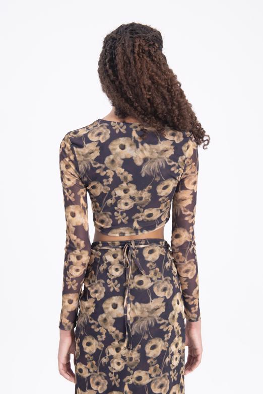 Bayan Siyah Asimetrik Yakalı Crop Top - BSL