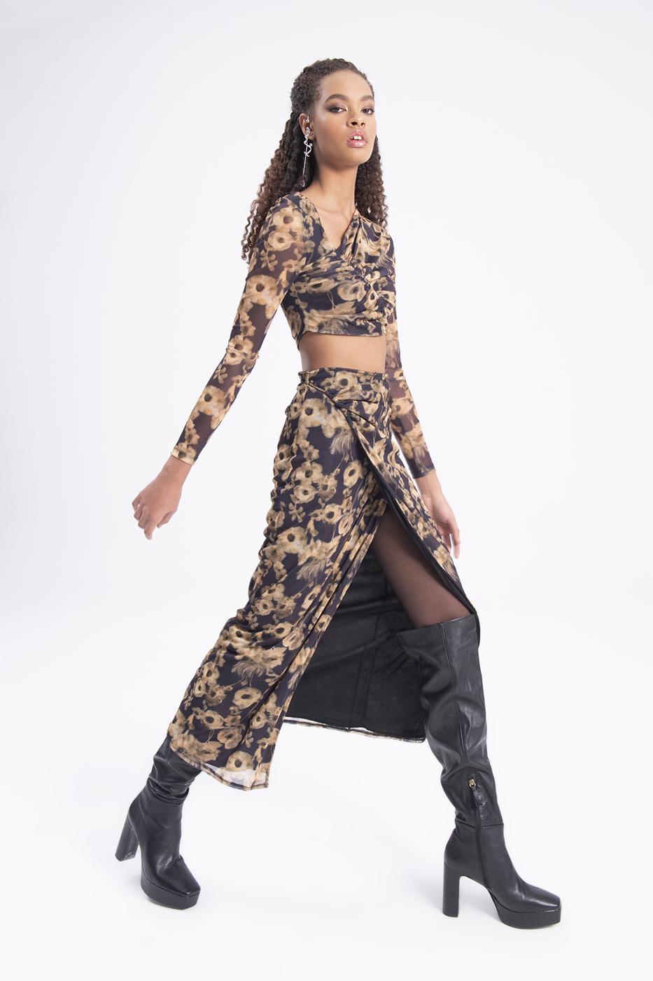 Bayan Siyah Anvelop Kapama Midi Etek