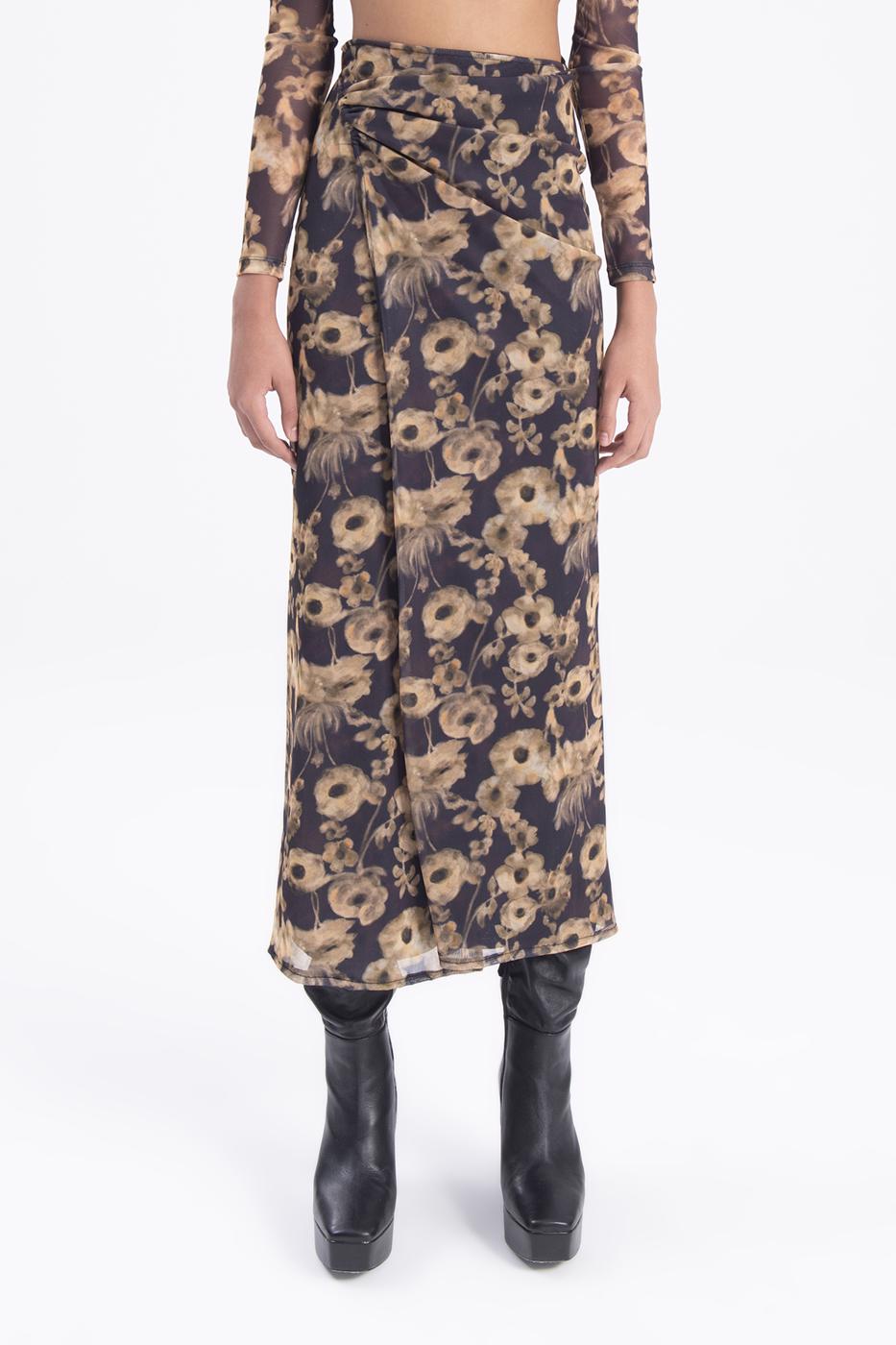 Bayan Siyah Anvelop Kapama Midi Etek