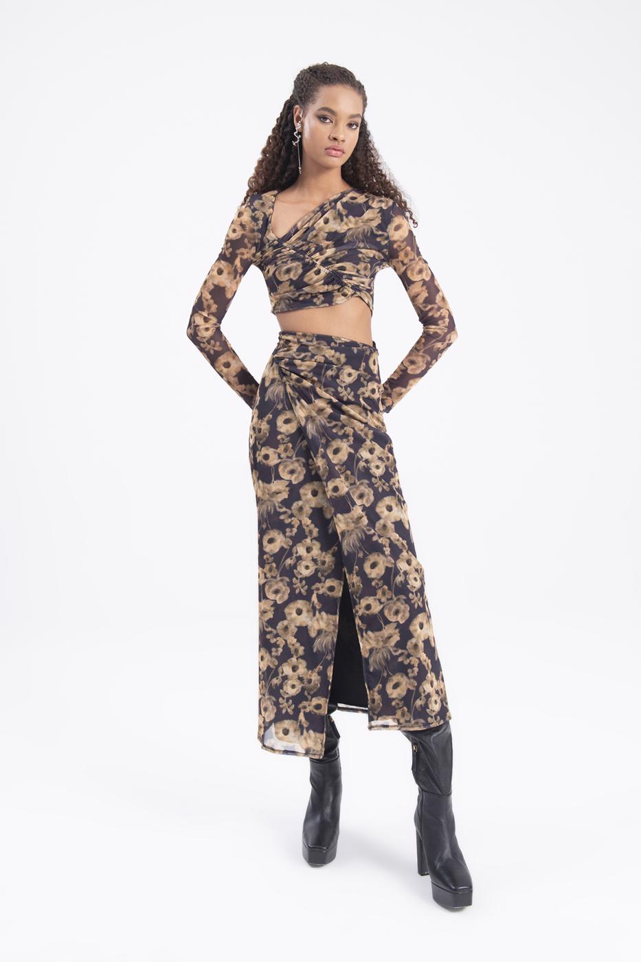 Bayan Siyah Anvelop Kapama Midi Etek