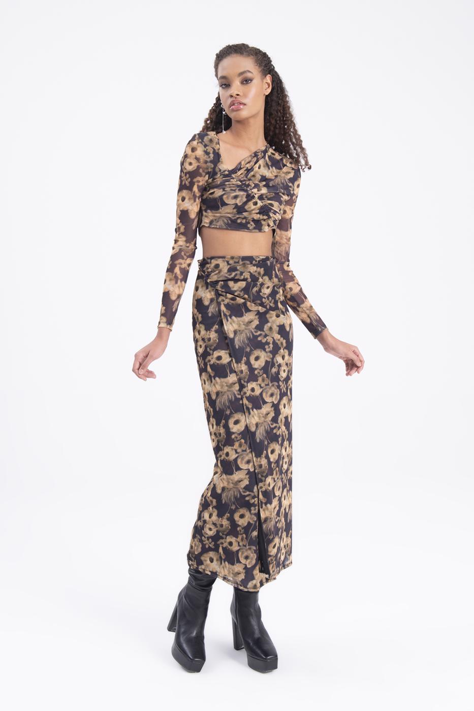 Bayan Siyah Anvelop Kapama Midi Etek