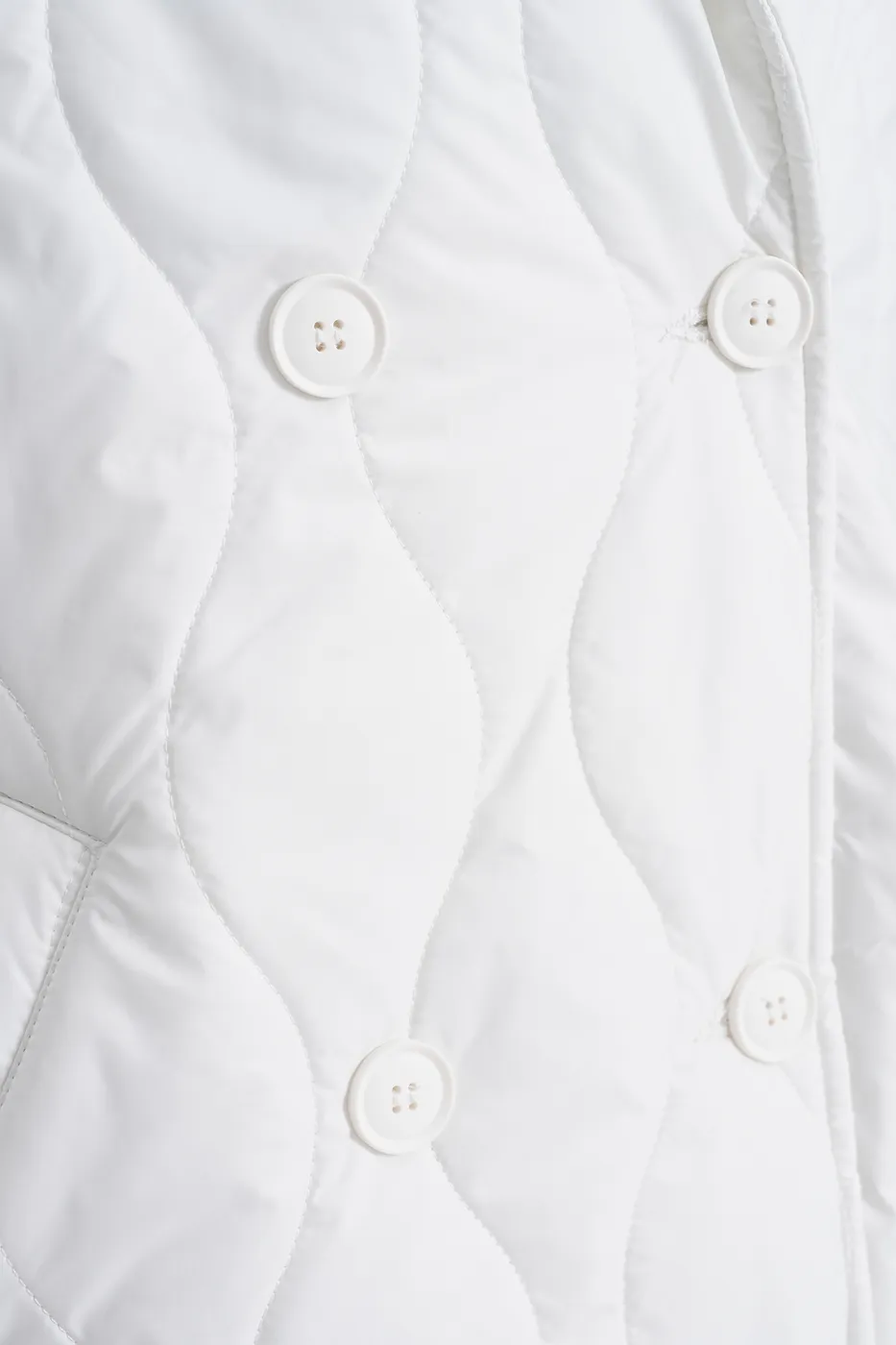 Bayan Beyaz Ceket Yaka Kapitone Şişme Kaban