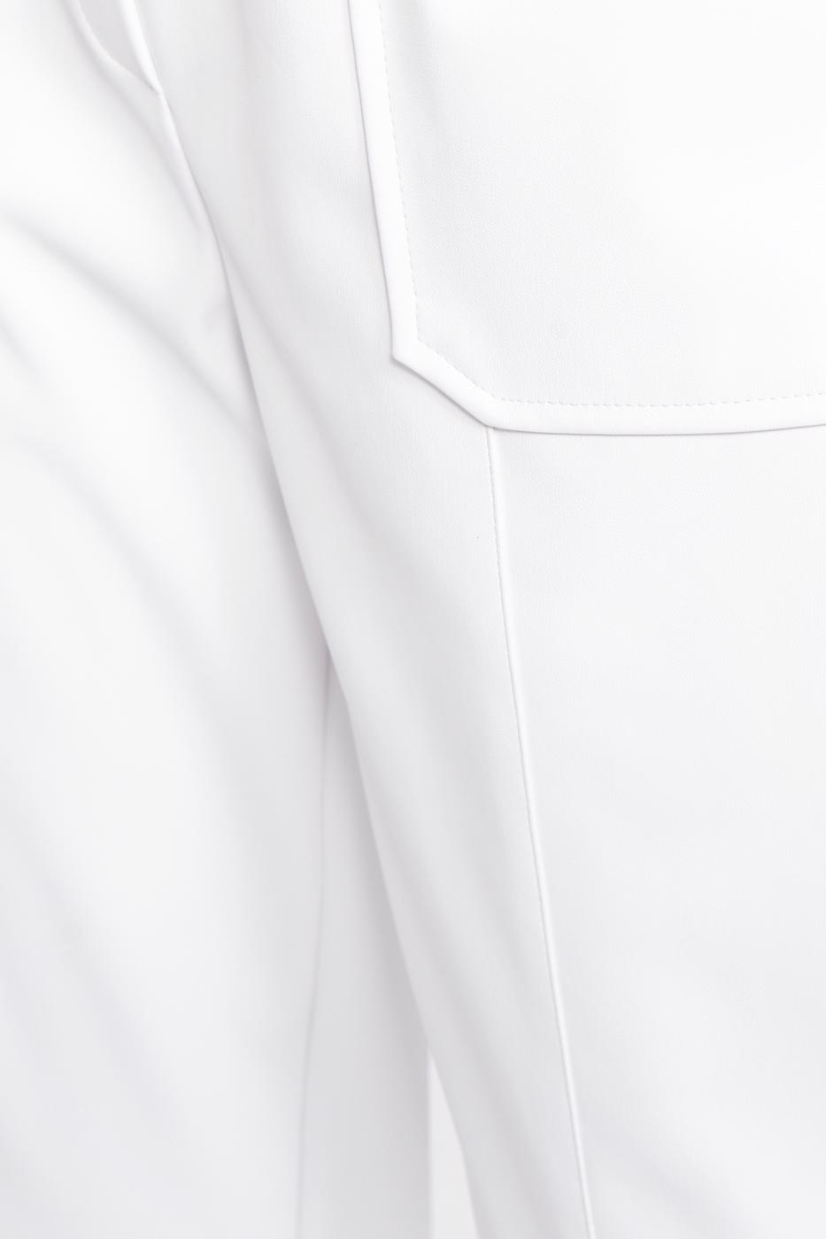 Bayan Ekru Suni Deri Jogger Pantolon