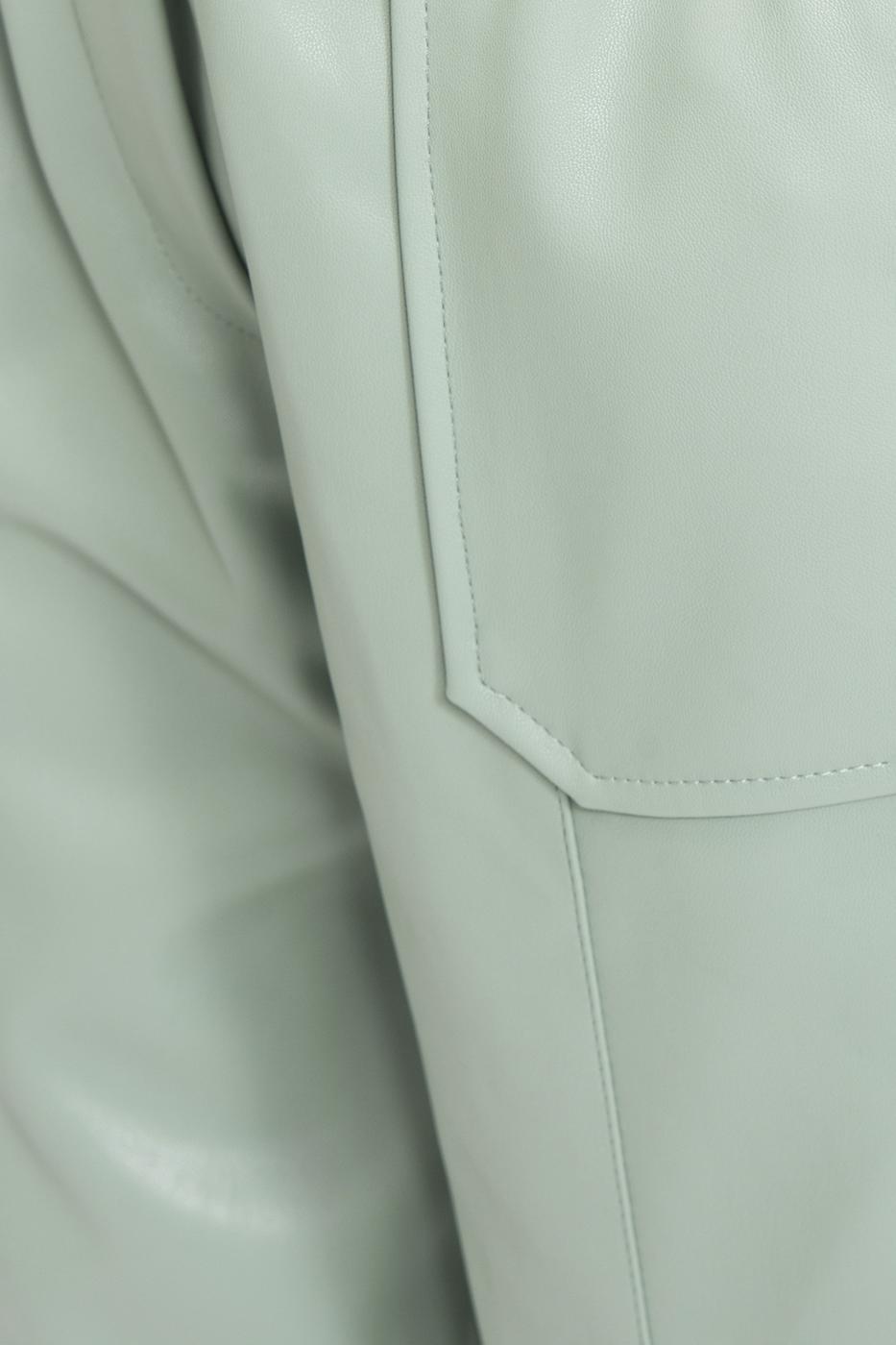 Bayan Yeşil Suni Deri Jogger Pantolon