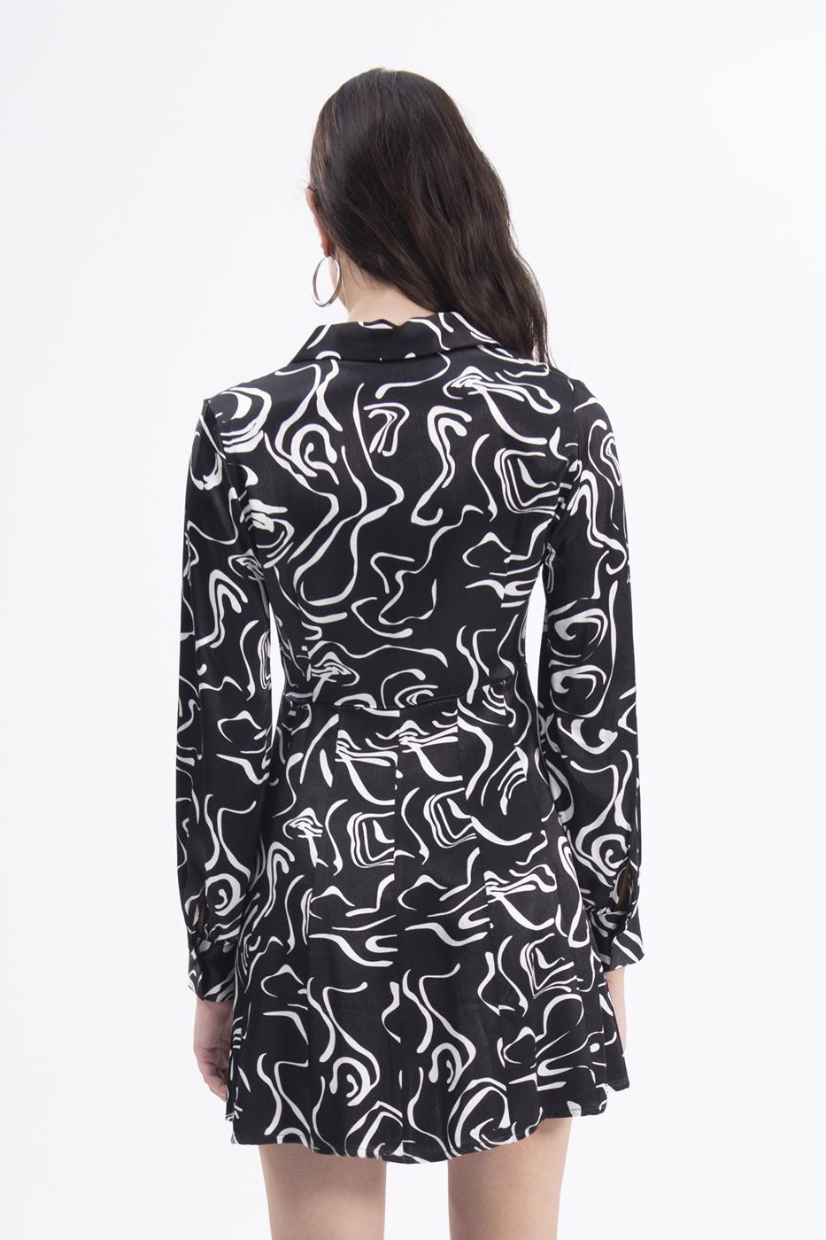 Bayan Siyah Mini Boy Gömlek Elbise