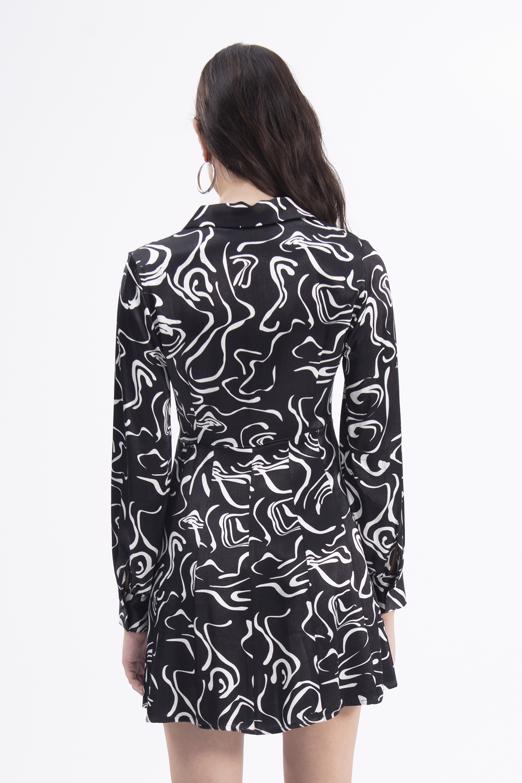 Bayan Siyah Mini Boy Gömlek Elbise - BSL