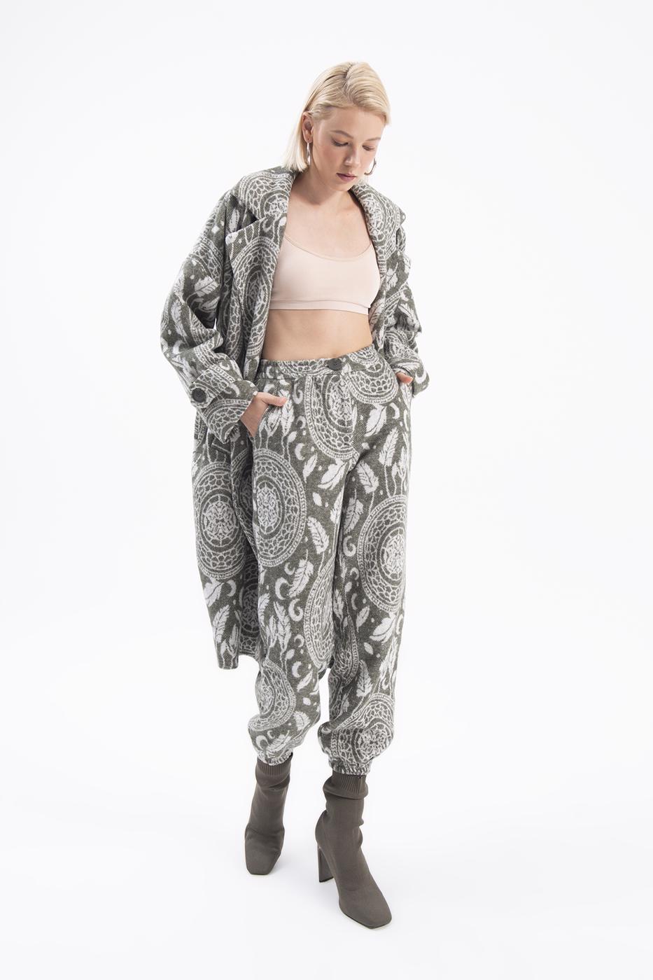 Bayan Haki Desenli Jogger Pantolon