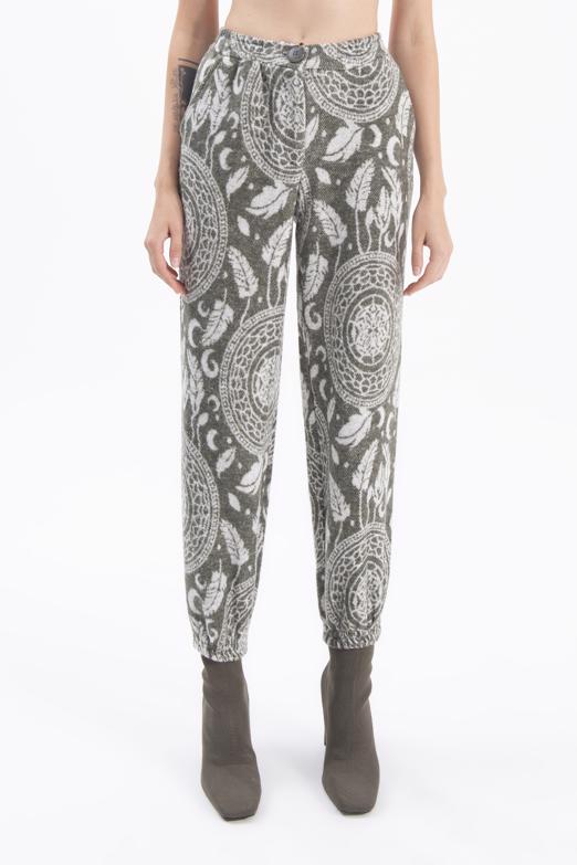 Bayan Haki Desenli Jogger Pantolon - BSL