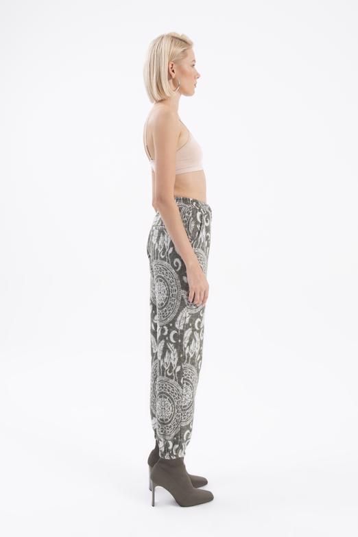 Bayan Haki Desenli Jogger Pantolon - BSL
