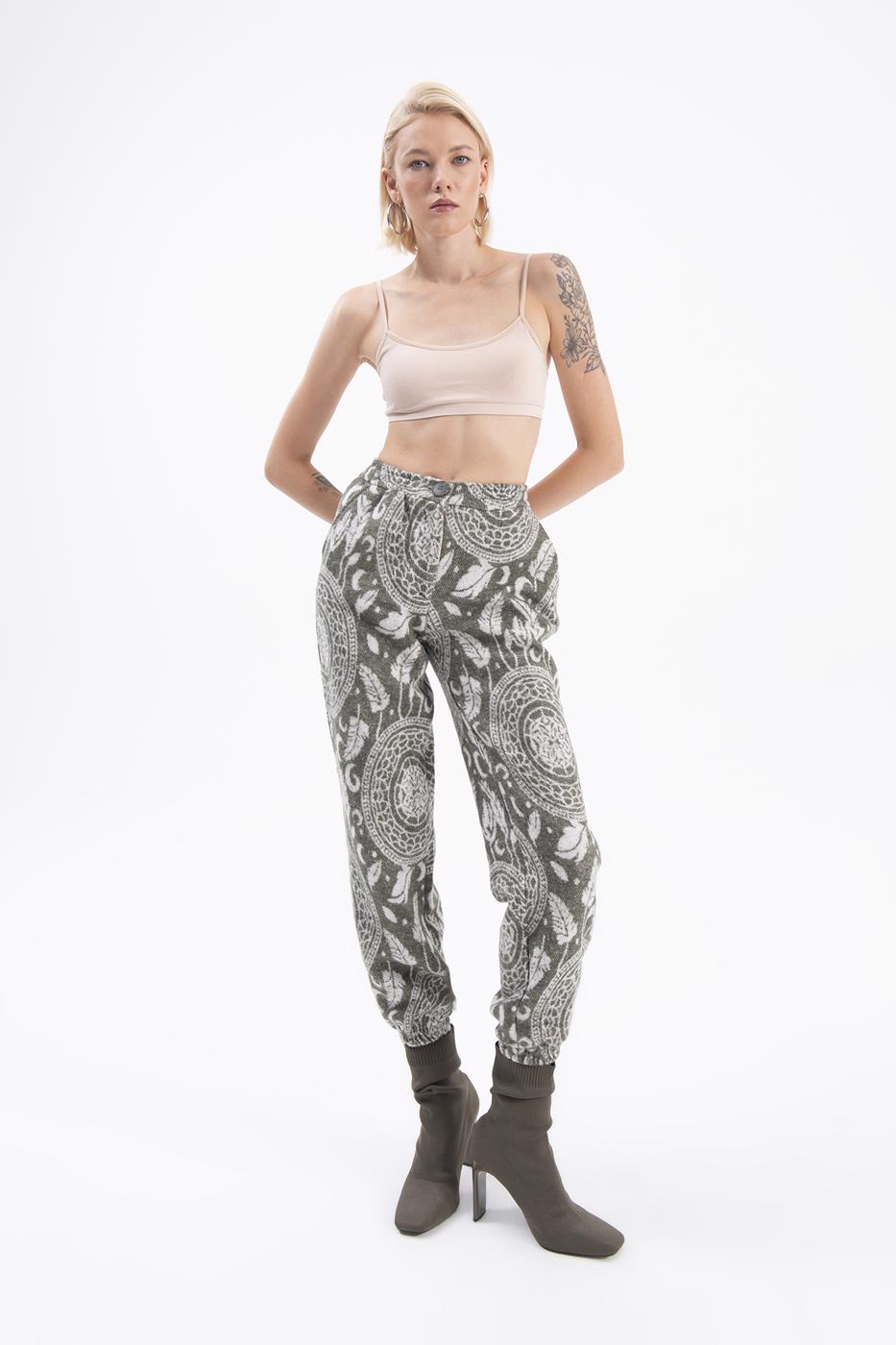 Bayan Haki Desenli Jogger Pantolon