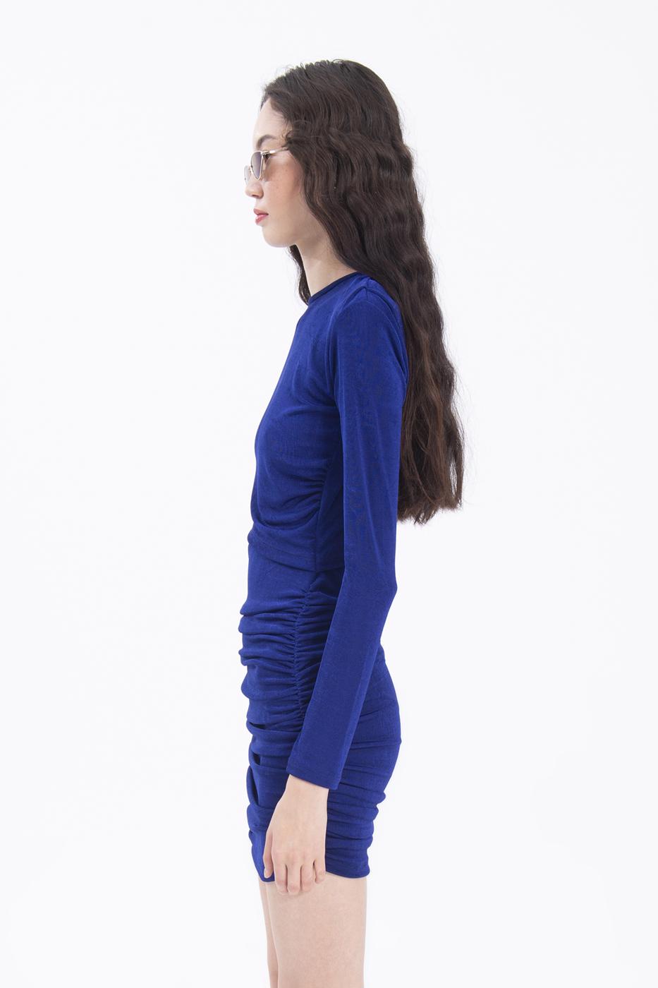 Bayan Sax Drapeli Mini Elbise