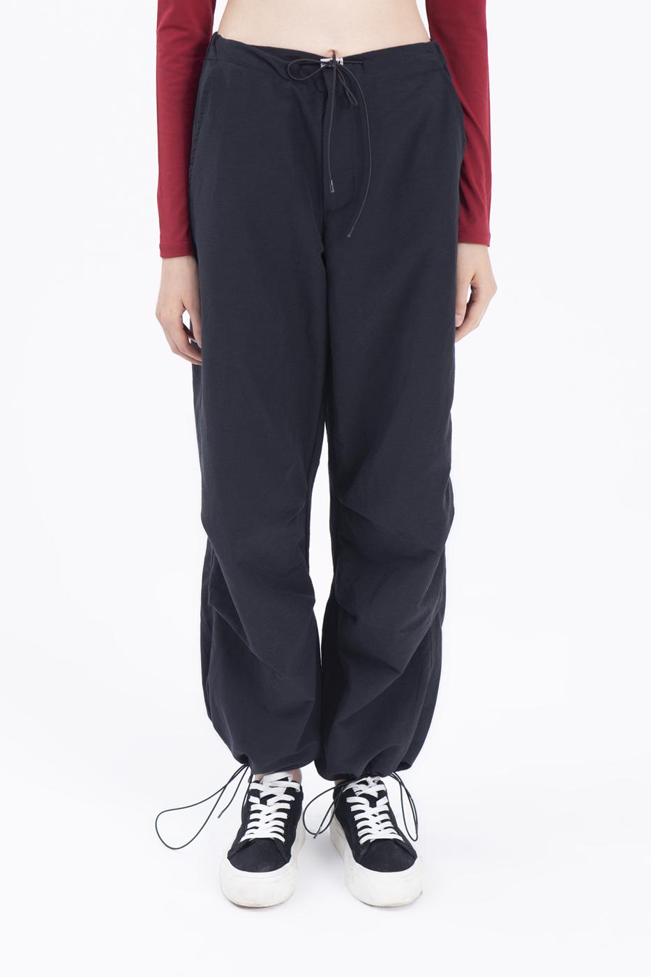 Bayan Siyah Düşük Bel Kargo Pantolon