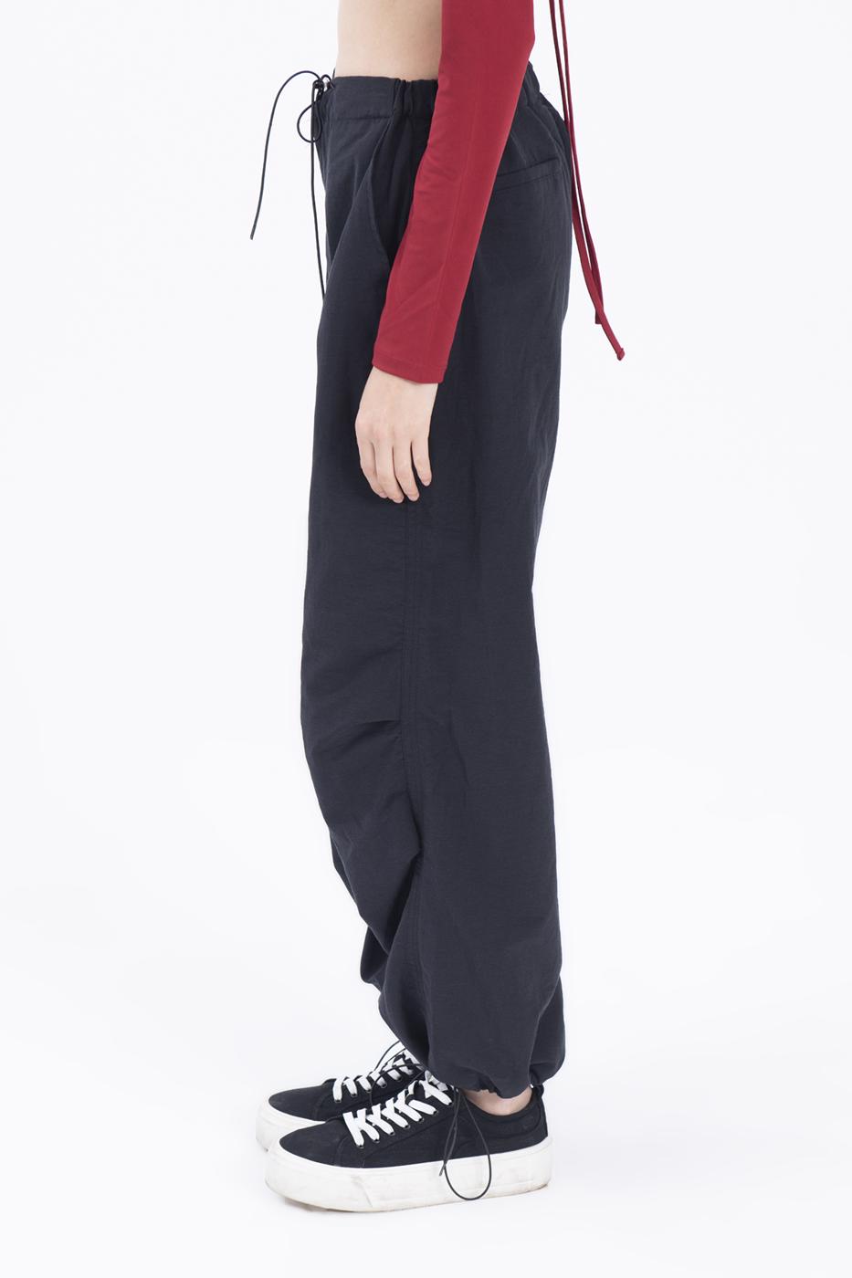 Bayan Siyah Düşük Bel Kargo Pantolon