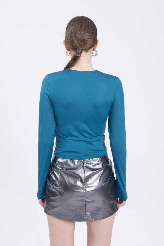 Bayan Yeşil Yaka Dekolteli Top - BSL