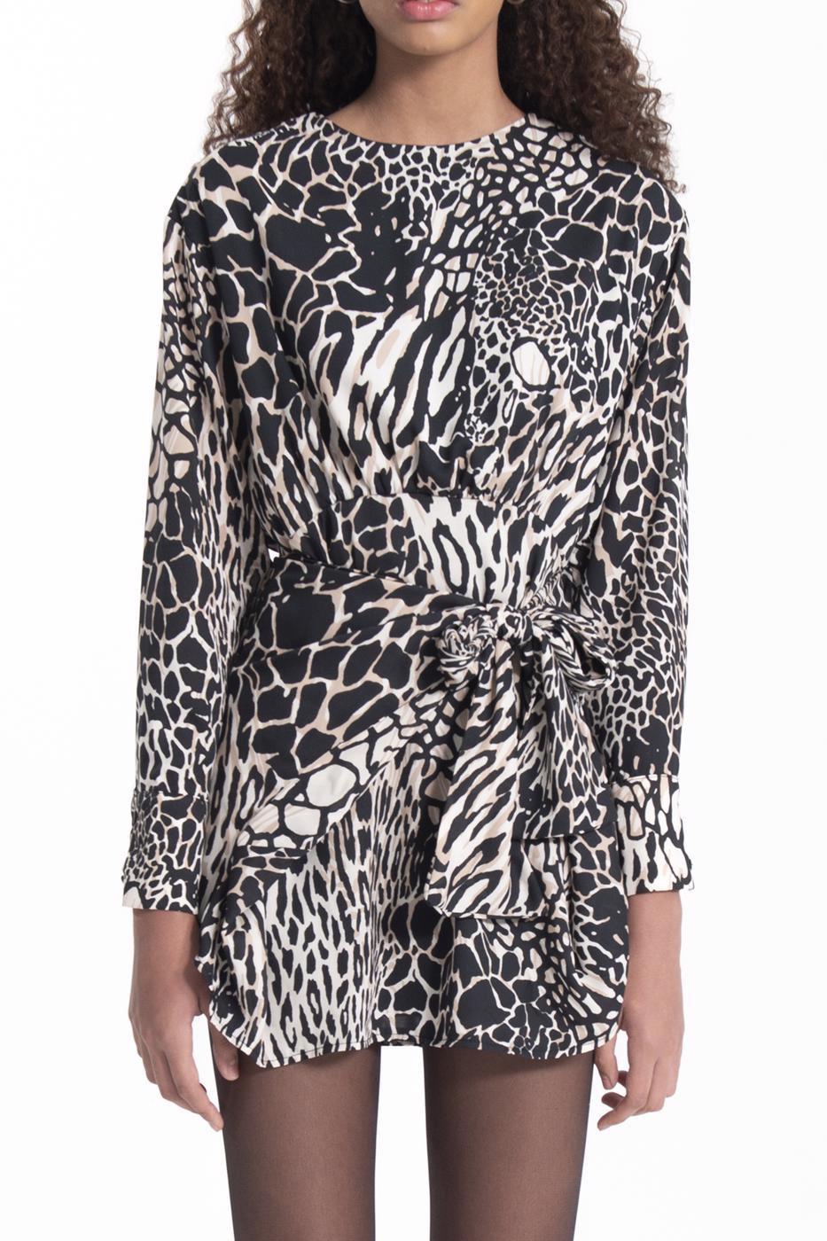 Bayan Siyah Vatkalı Bağlamalı Mini Elbise