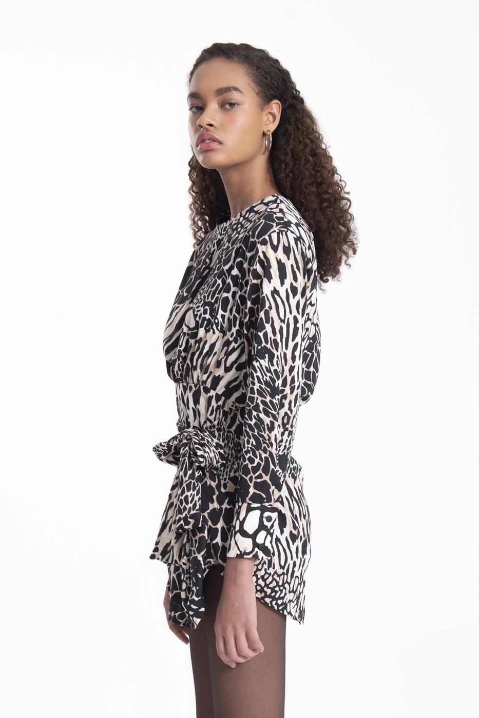 Bayan Siyah Vatkalı Bağlamalı Mini Elbise