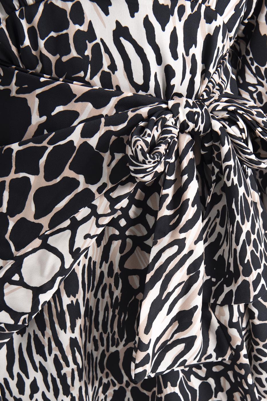 Bayan Siyah Vatkalı Bağlamalı Mini Elbise