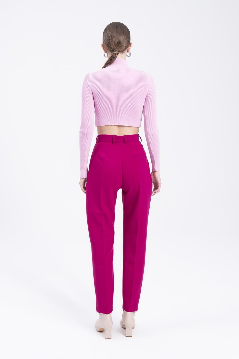 Bayan Mürdüm Yüksek Bel Havuç Pantolon