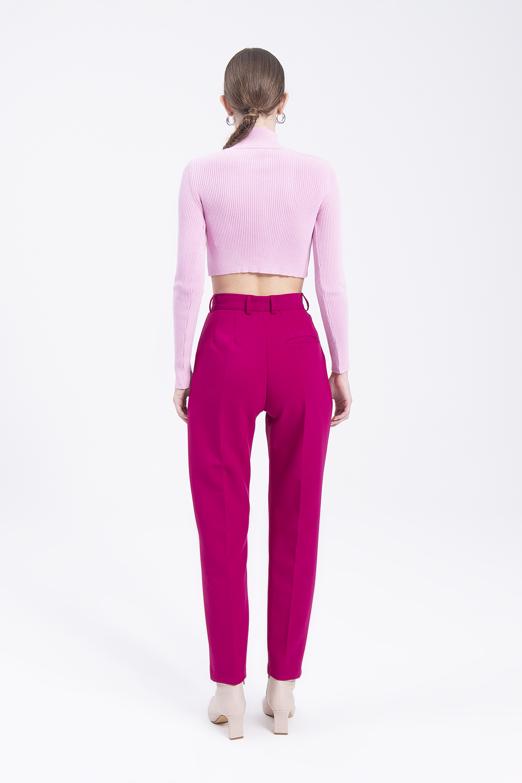 Bayan Mürdüm Yüksek Bel Havuç Pantolon - BSL