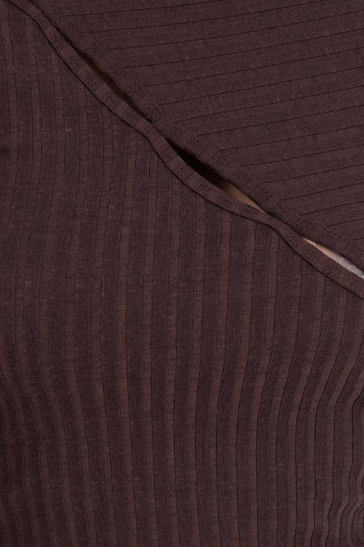 Bayan Kahverengi Asimetrik Yaka Detaylı Crop Top - BSL